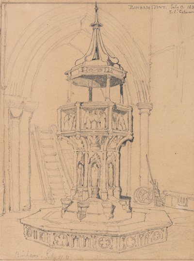 Taufbecken in der Binham Kirche, Norfolk von John Sell Cotman